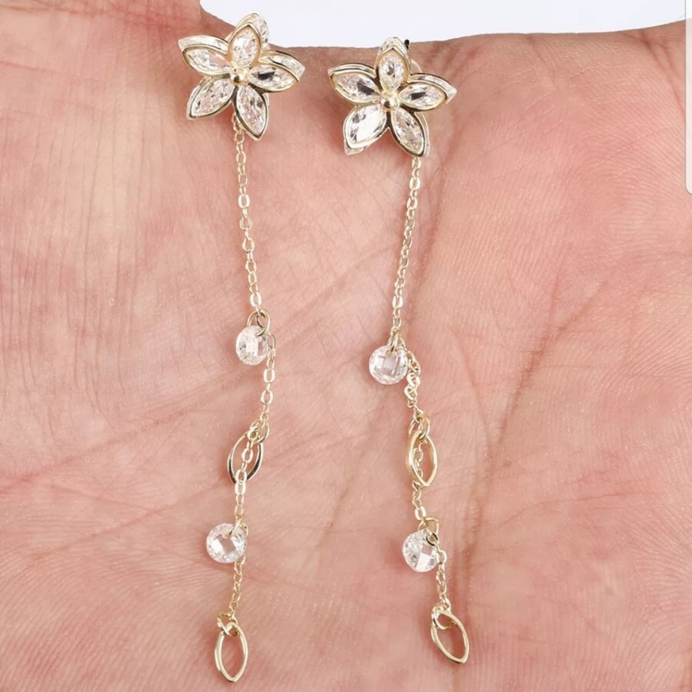 Topaz flower gold flow earrings